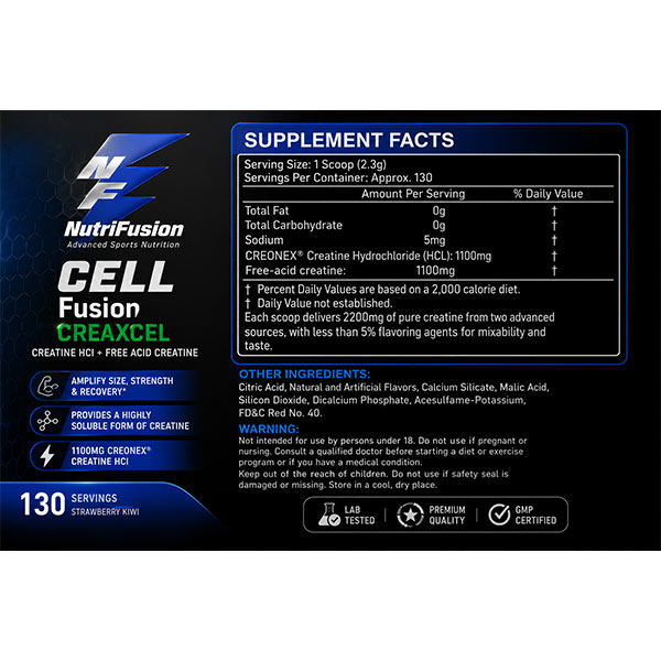 کراتین ترکیبی سل فیوژن نوتری فیوژن Cell Fusion Creaxcel حاوی کراتین HCL و Free Acid Creatine